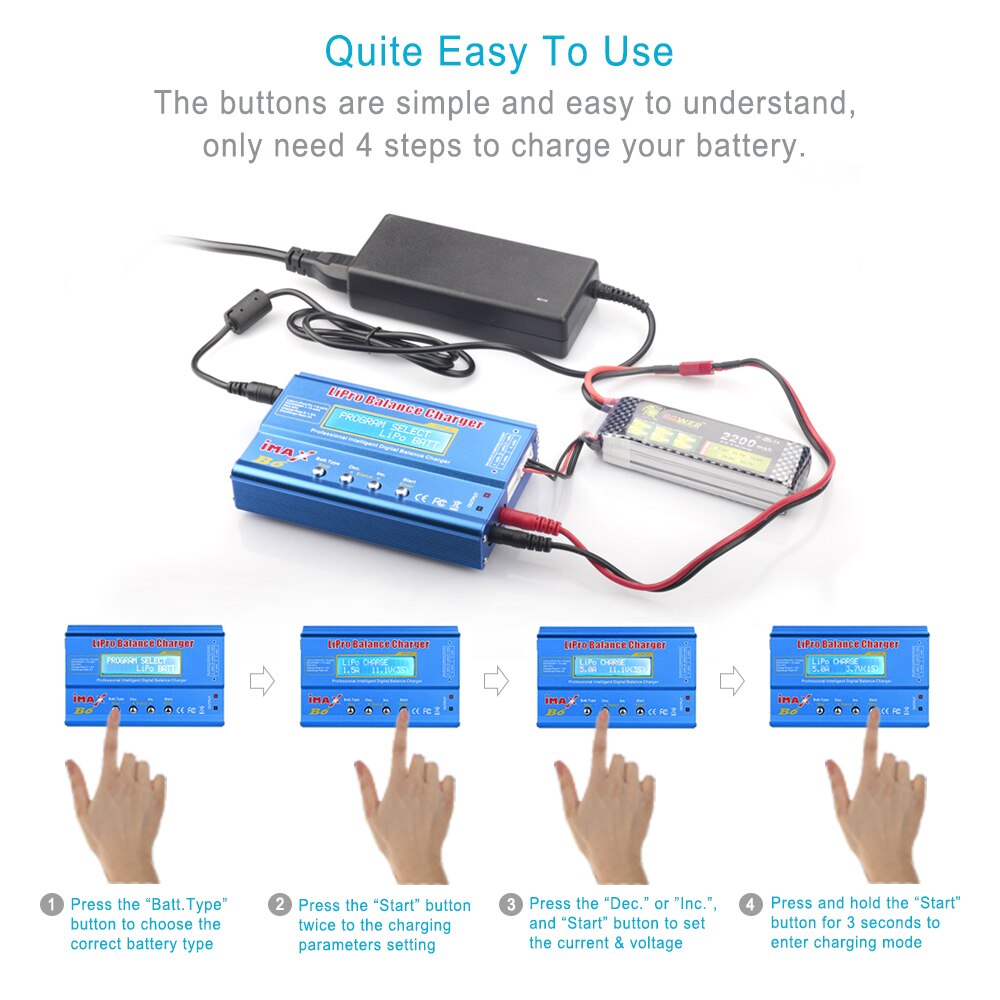 Battery Lipro Balance Charger iMAX B6 charger Lipro Digital Balance Charger 24v 3A Adjustable Power Adapter Charging Cables