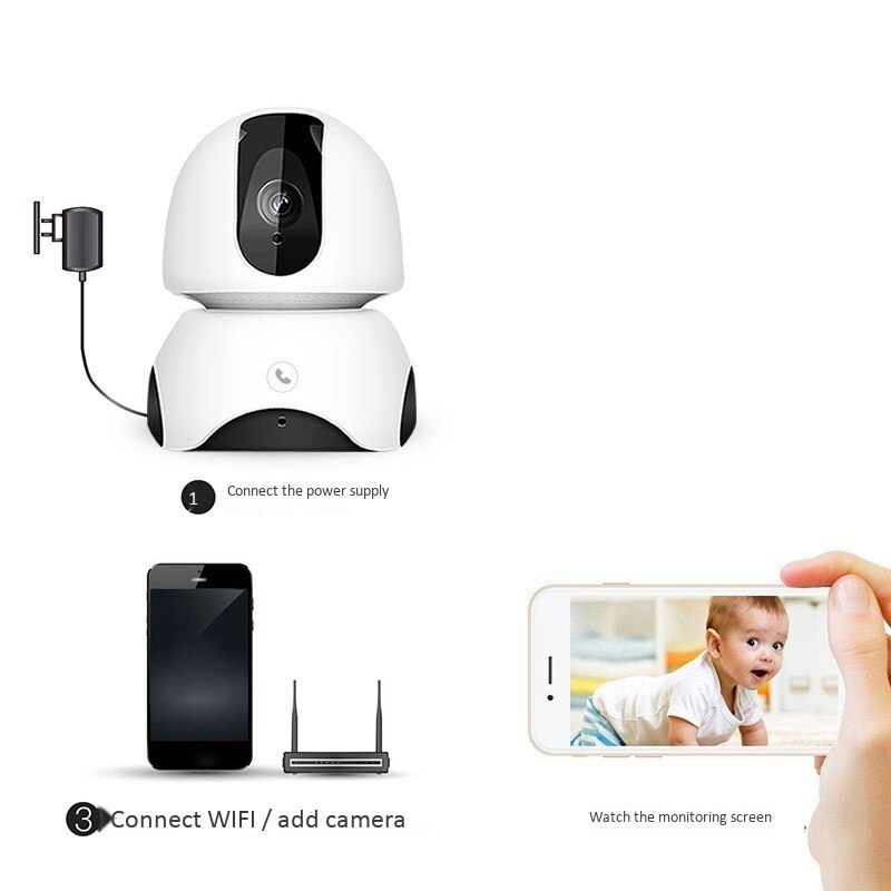 360 graden babyfoon 1080p hd wifi binnencamera met één-klik belfunctie (eu-stekker)