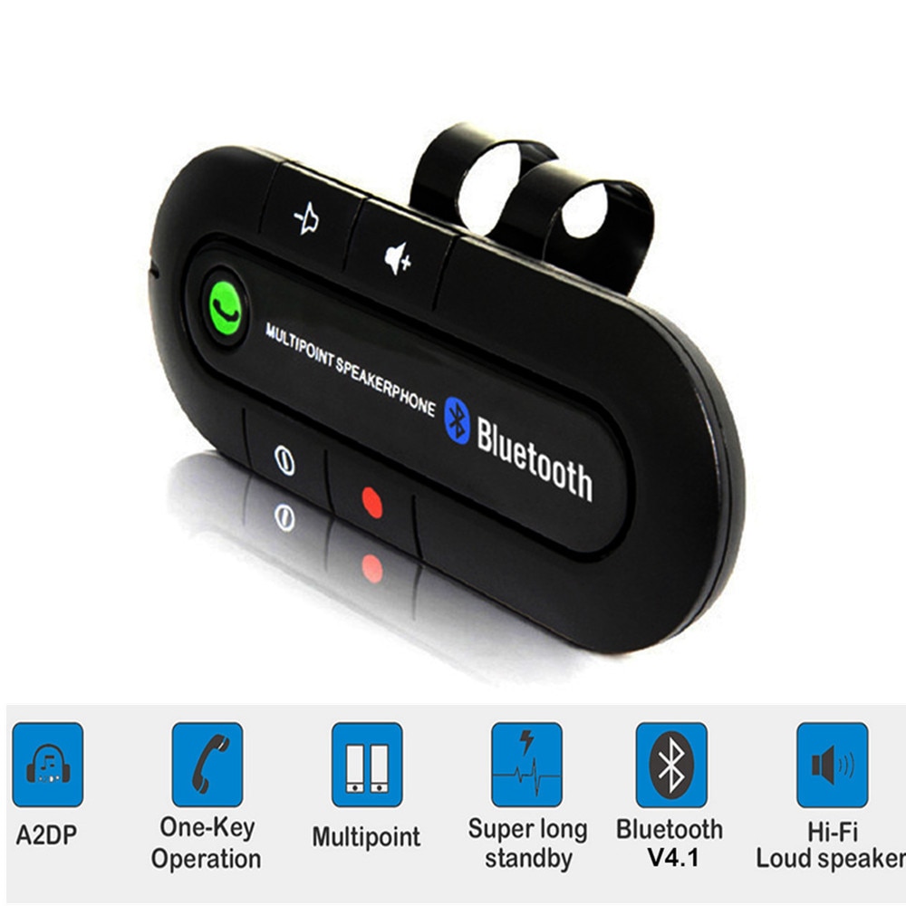 Bluetooth 4.1 Car Kit Handsfree Sun Visor Clip Audio Adapter Wireless Receiver Car Mp3 Player Multipoint Speakerphone Auto Stere