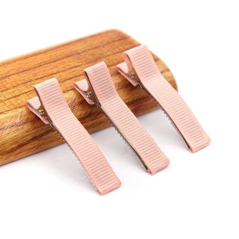 20 sztuk/partia 5cm ryps wstążka pokryte pokryte aligator spinki do włosów podwójne Prong szpilka baza dla DIY dziewczyny dziecko dzieci łuki szpilka: Korean pink