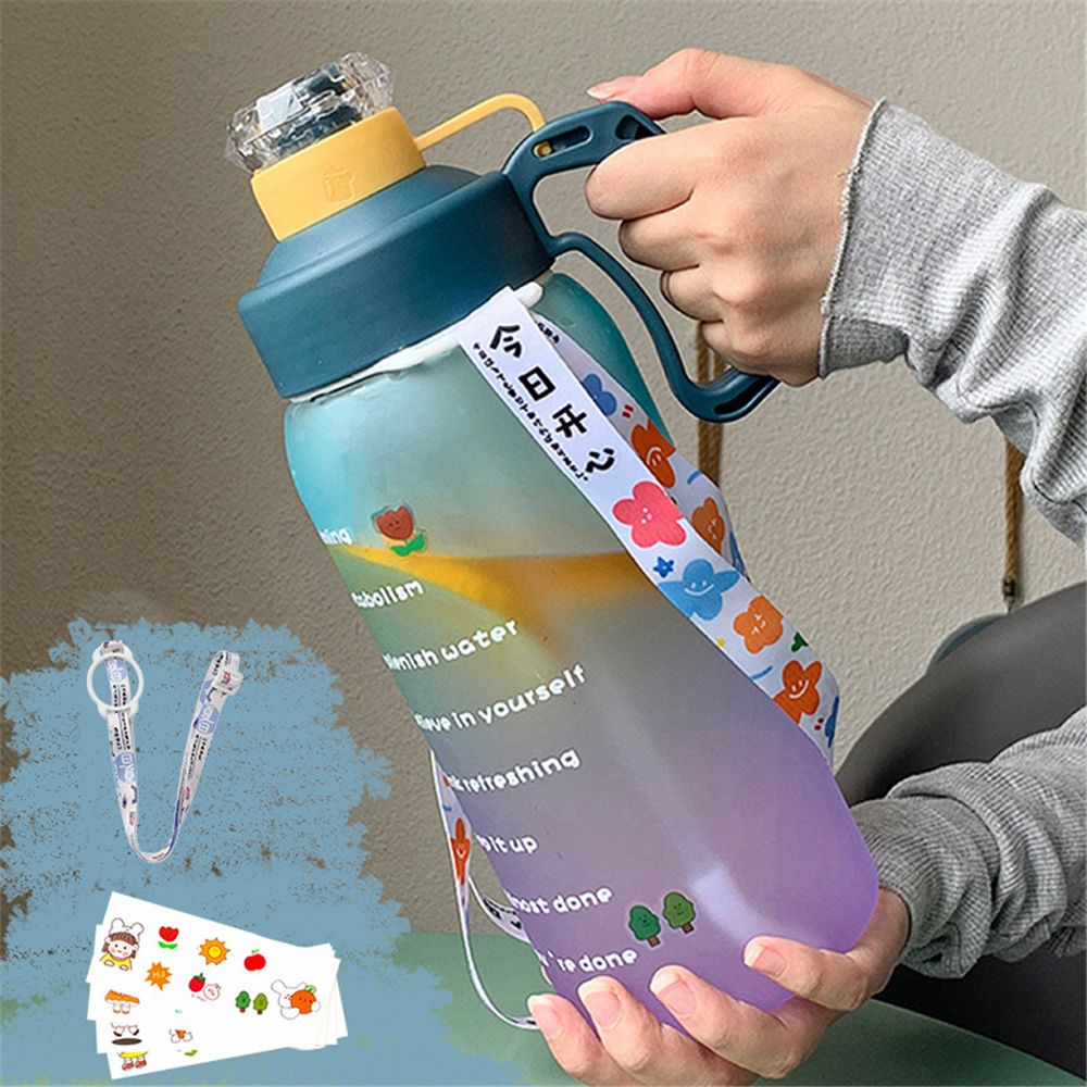 Báscula de tiempo esmerilada para estudiantes, botella de agua de plástico, taza de paja de gran capacidad, 18L: 02