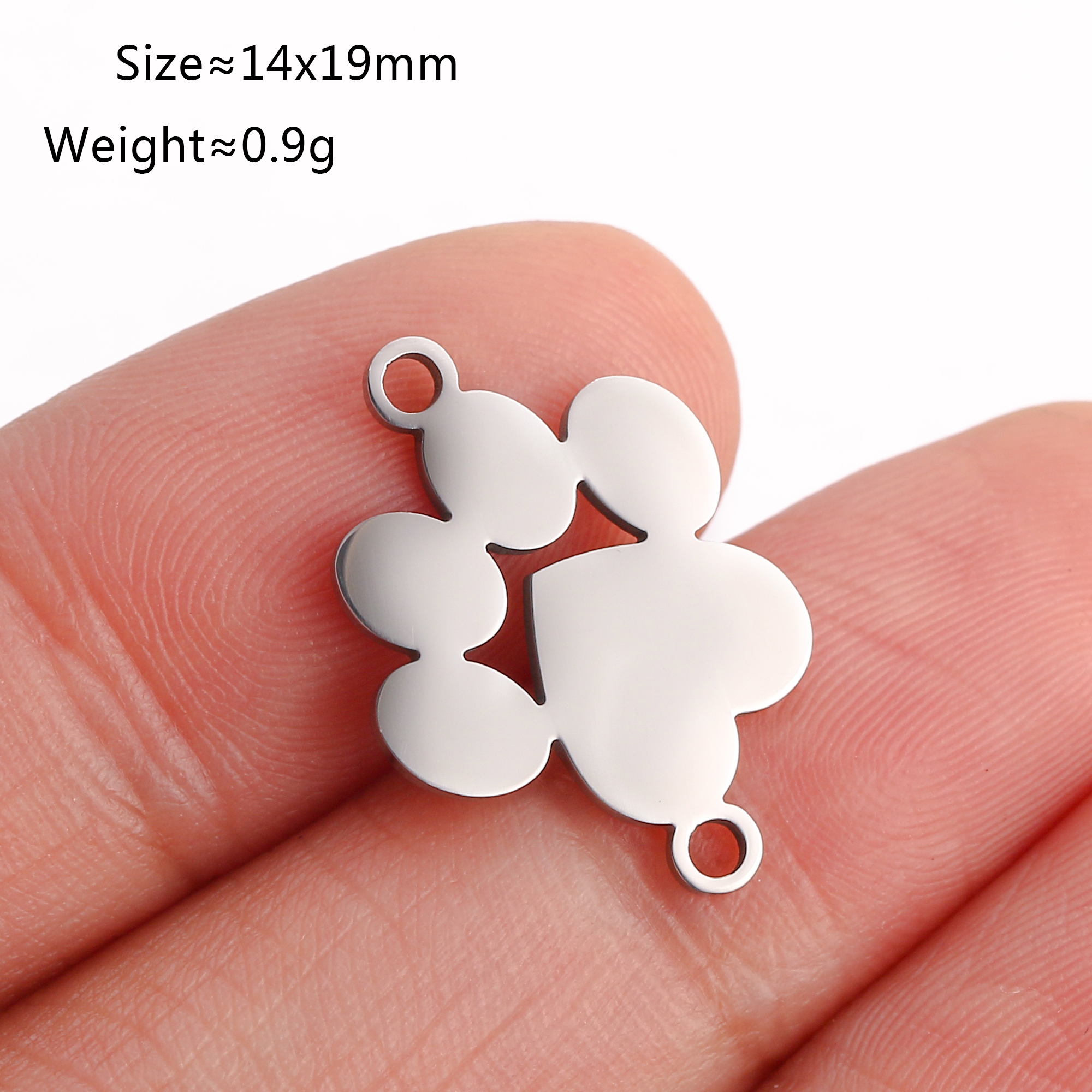 5 unids/lote de dijes con temática de animales, pata de gato/corazón de amor, garra de perro/herradura, colgantes de acero inoxidable, manualidades DIY, suministros para hacer joyas: Chapado en zinc blanco y azul