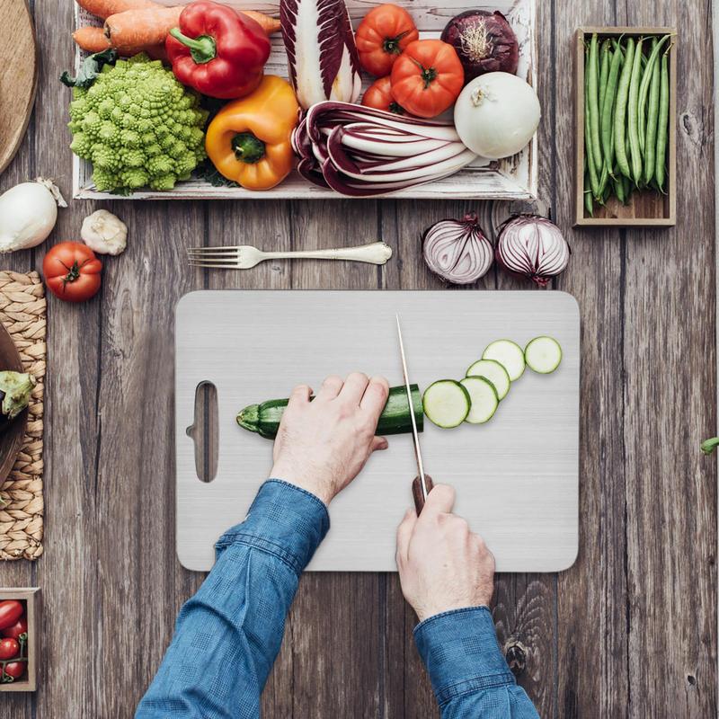 Tabla de cortar de cocina de titanio de doble cara, estera de corte de cocina de alimentaria, tabla de cortar portátil, bandeja para servir verduras