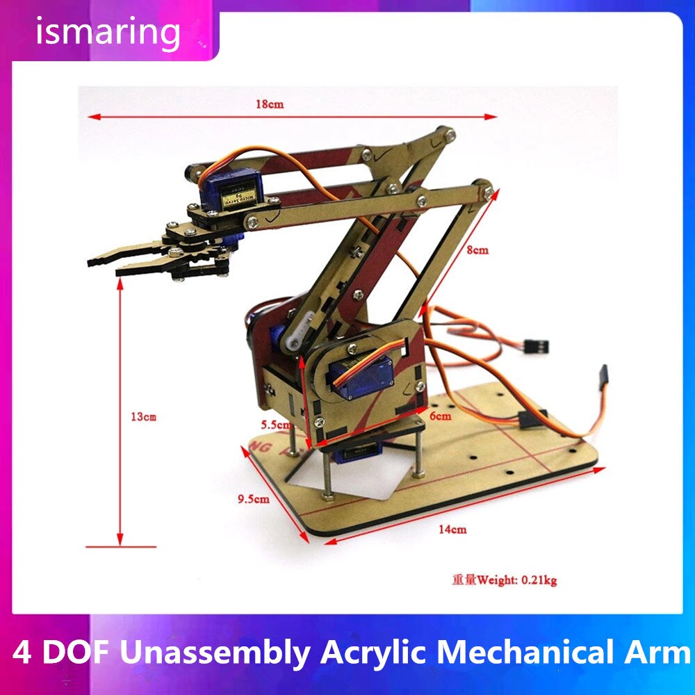 4 Dof Unassembly Acryl Mechanische Arm Robot Manipulator Klauw Voor Arduino Maker Leren Diy Kit Robot