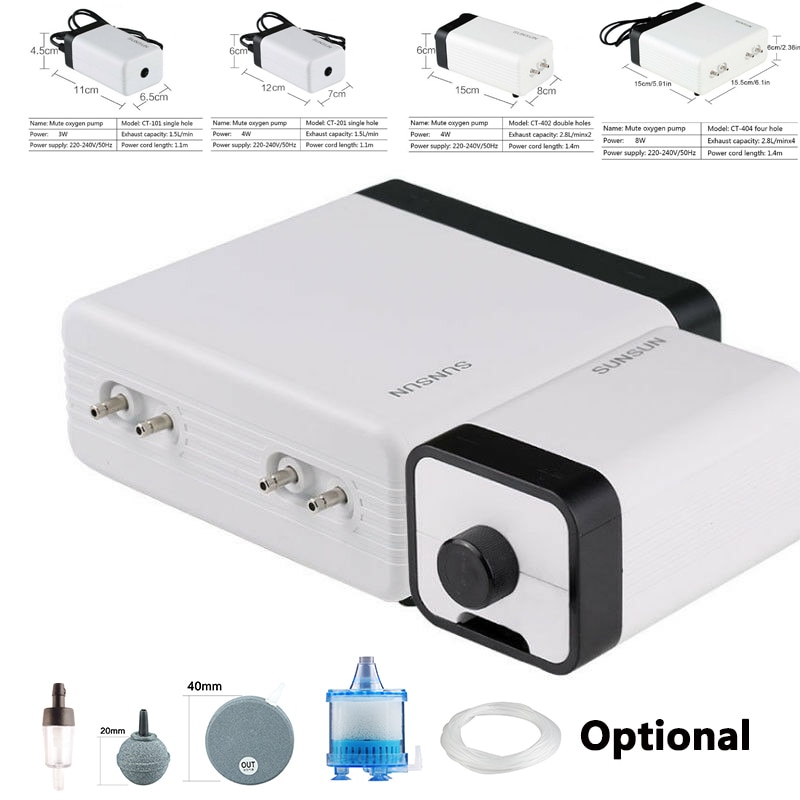Sunsun Luftpumpe Belüfter Einstellbare Sauerstoff Pumpe Ultra Leise Luft Kompressor Einzigen Doppel vier Auslauf 220v Für Aquarium