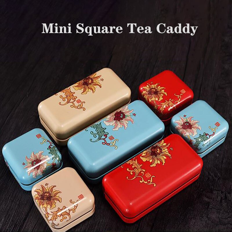Mini Portable Universal Tea Square Can Storage Tinplate Box Packaging Jar