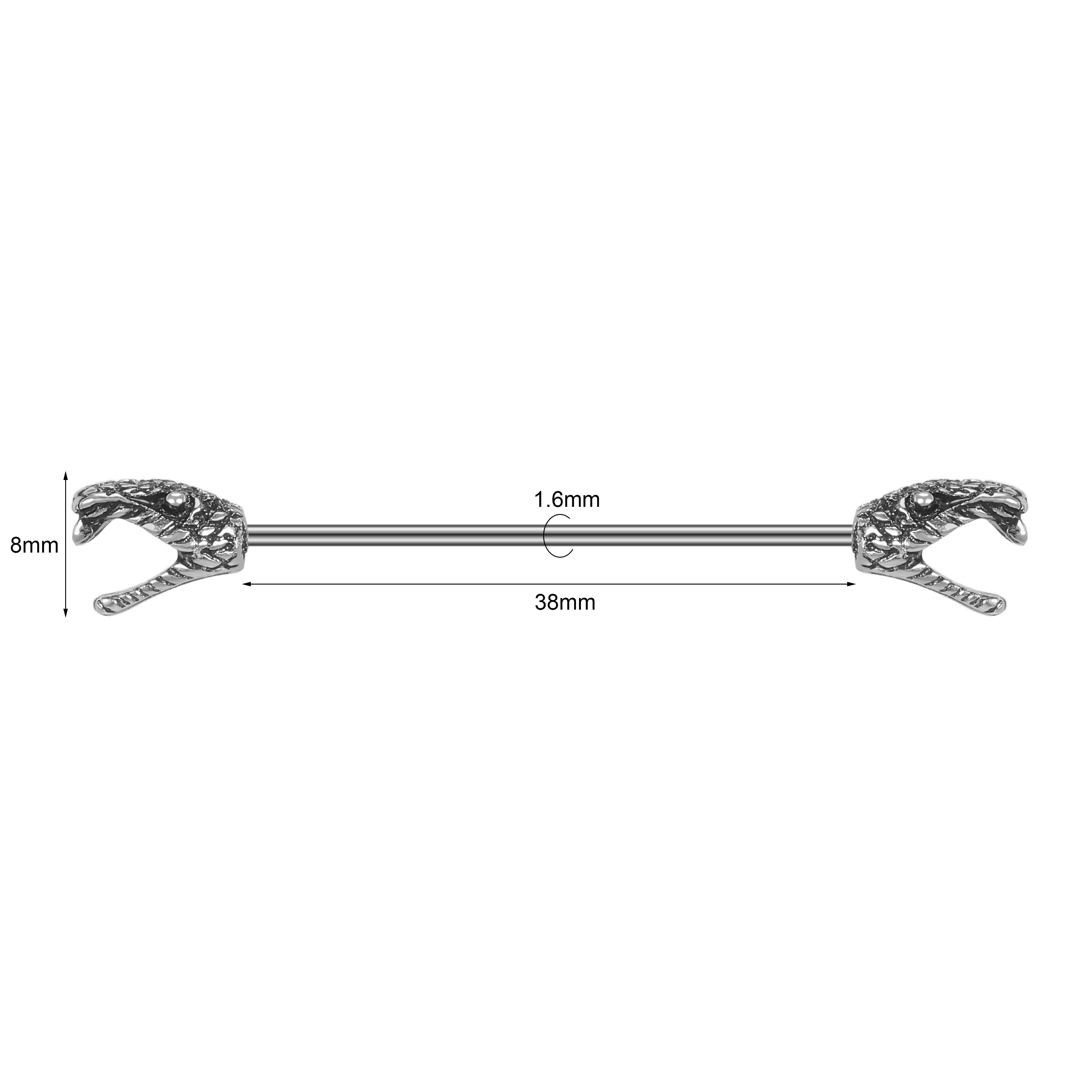 Aoedej piercing industrial brinco feminino hélice de aço inoxidável orelha piercing dragão cobra longo brinco jóias barbell: 00075