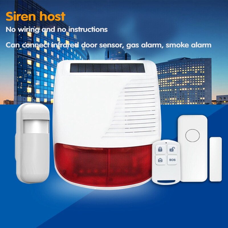 Solar Siren Wireless Sound and Light Alarm Outdoor Energy-Saving Wall-Mounted Automatic Charging Siren Light