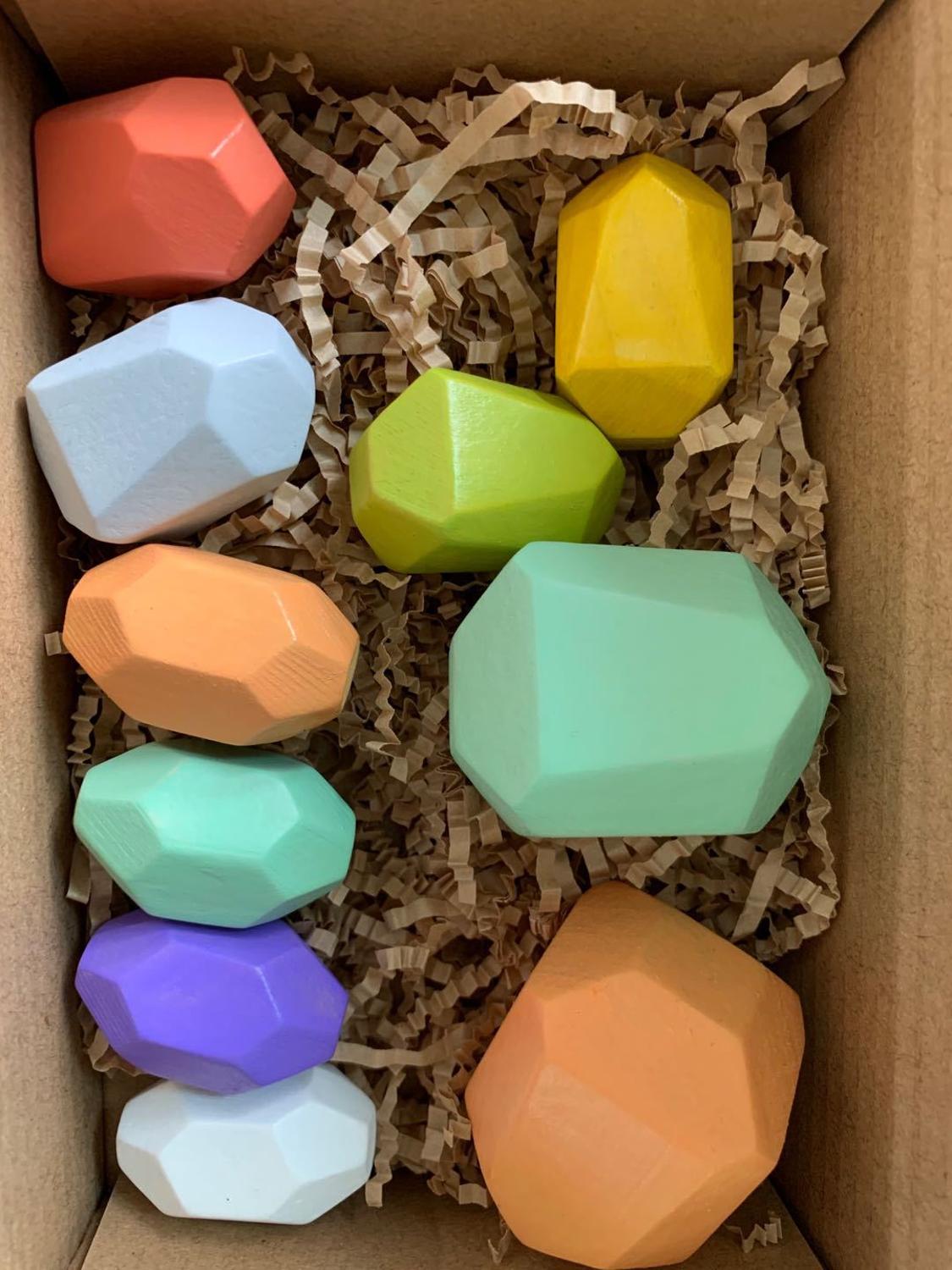 Houten gekleurde stenen jenga bouwspeelgoed voor baby's educatieve scandinavische stijl stapelspel voor fotografie accessoire: B kleur 10 stuks