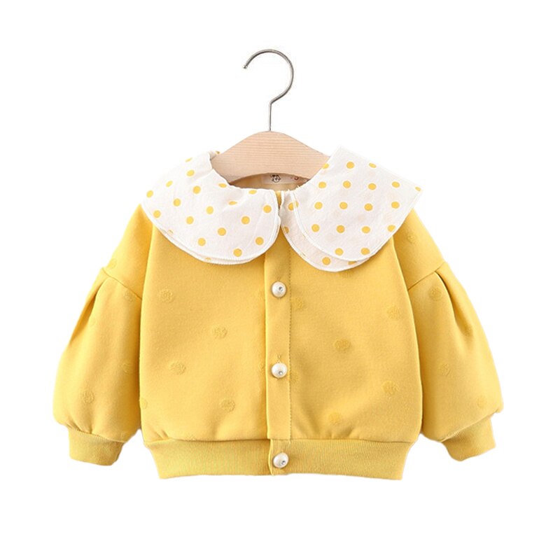Manteau bébé veste bébé printemps hiver coton grand double col doublure peluche vêtements bébé fille princesse veste enfant: Jaune / 12m
