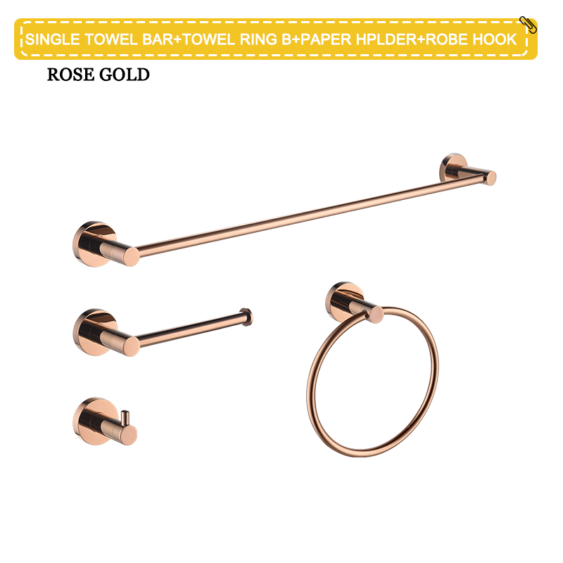 Rose Gold Wall Mounted Bathrobe Hook Paper Towel Holder Towel Ring Towel Rack Cup Holder Toilet Brush Bathroom Accessories