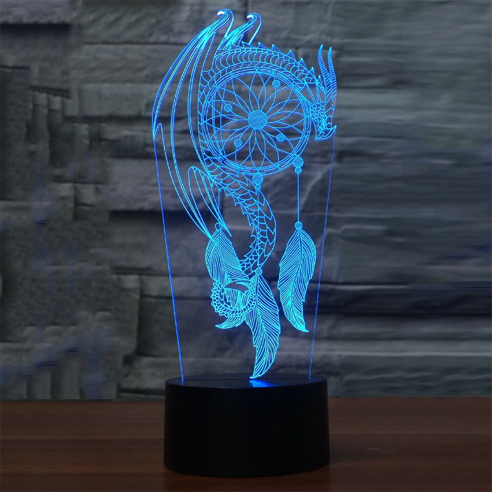 Mooie Windgong 3d Remote Kleurrijke 3d Led Nachtlampje Visuele 3D Nachtverlichting Illusion Slaapkamer Mood Lamp