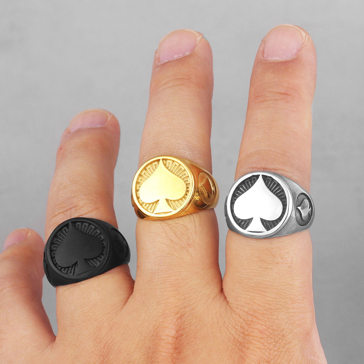 Anillos de acero inoxidable para hombre, sortija de póker de buena suerte, Punk, Hip Hop, joyería única para novio y motociclista, al por mayor