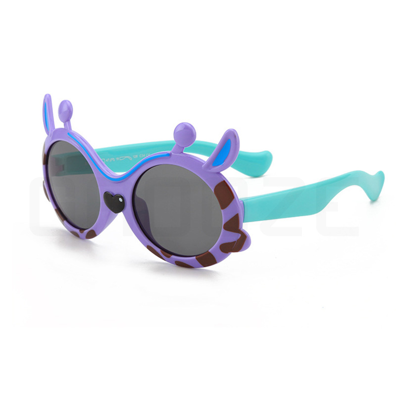 GAOOZE Children Polarized Sunglasses Luxury Polarizing Glasses Boys Girls Sunglasses Oval Giraffe Animal Glasses Oculos LXD261: Green Purple Gray