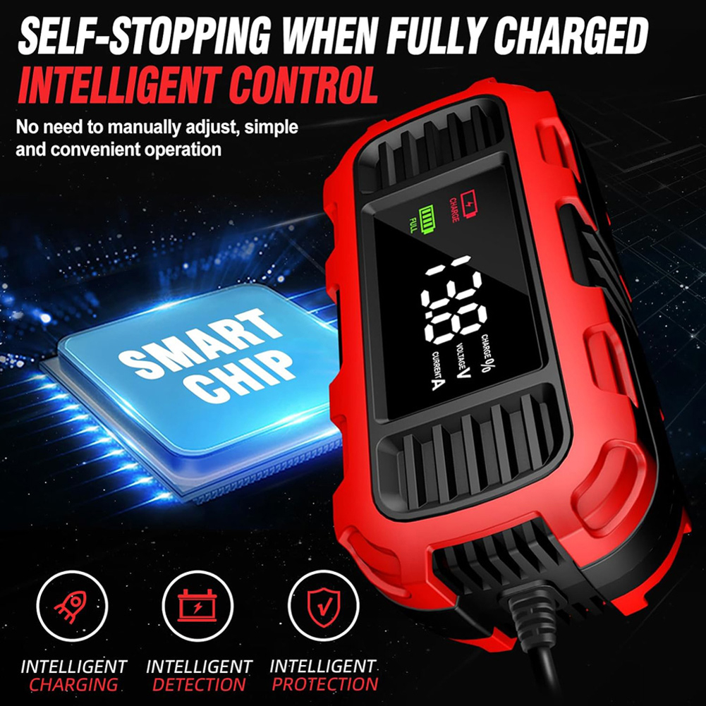 Auto Motorrad Batterie Ladegerät Digital Display 12V 2A Batterie Ladegerät Batterie Erhaltungsladegerät Betreuer für Auto Lkw Batterie