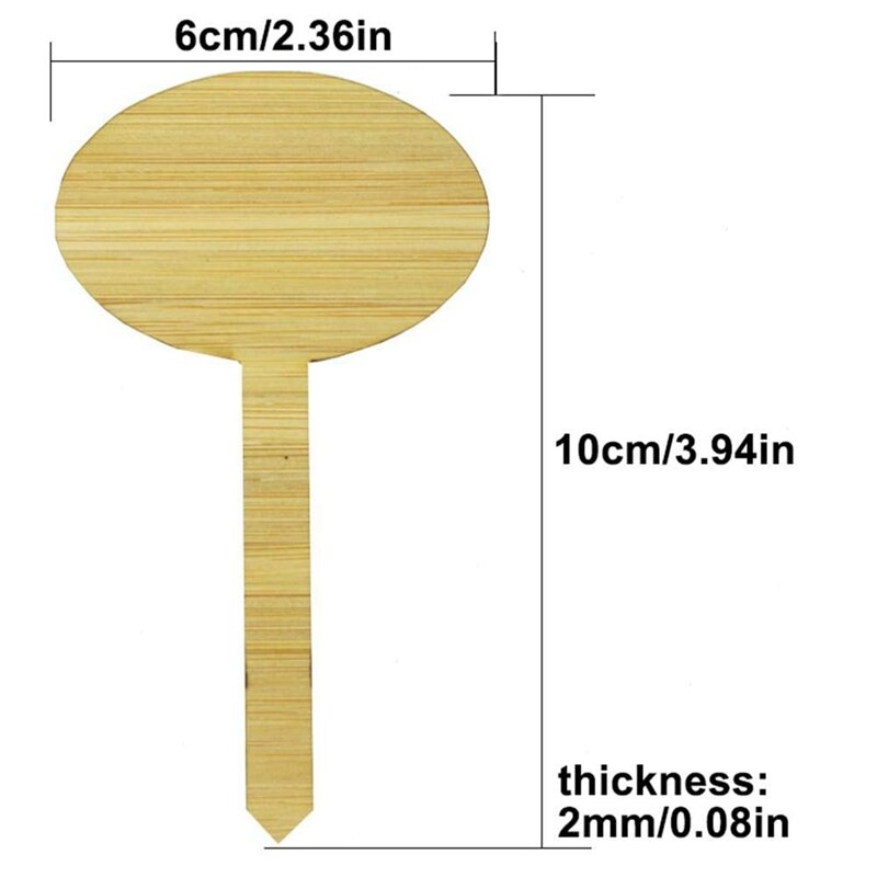 50 Pack Bamboo Plant Label, Oval Plant Label Seed Potted Herb Flower Mark Flower Vegetable (6 X 10 Cm)