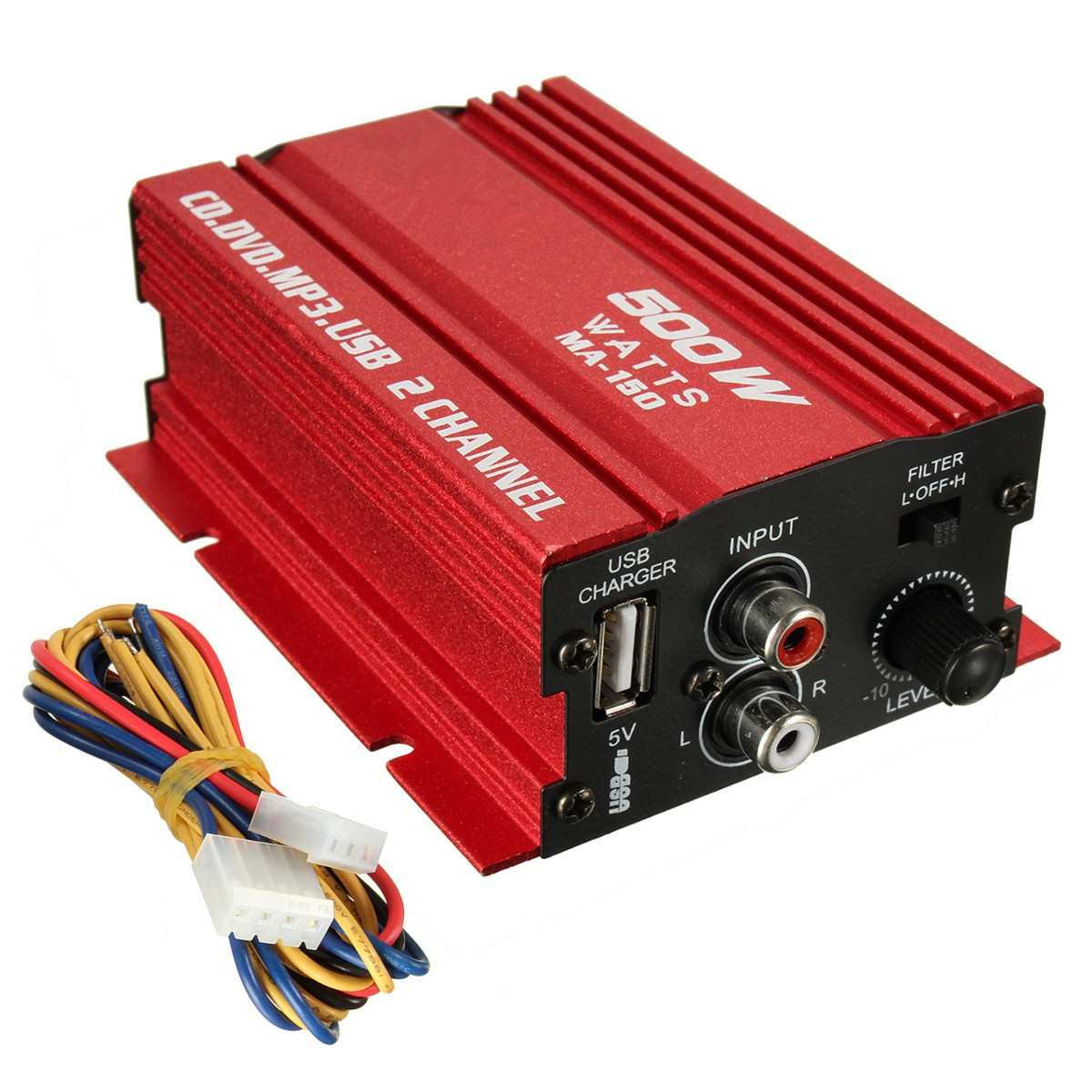 12V 2CH Car Audio Amplificador HIFI Audio Power Amplifier bluetooth Stereo Amplifiers FM Radio USB Subwoofer Audio Amplifier