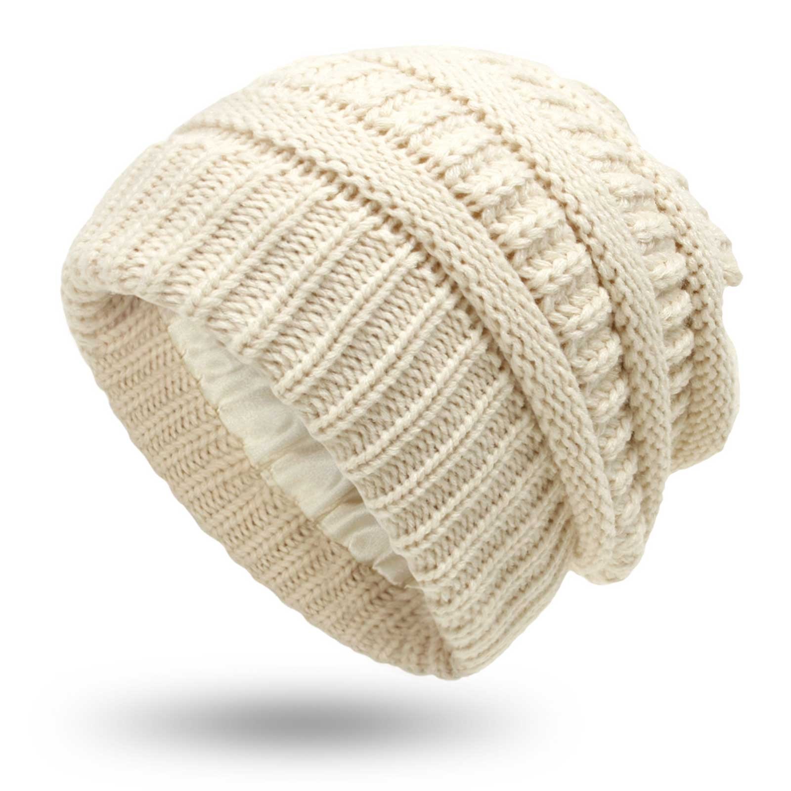 Gorro de felpa para mujer, gorro de algodón tejido para mantener el calor, accesorios de invierno,: Beige