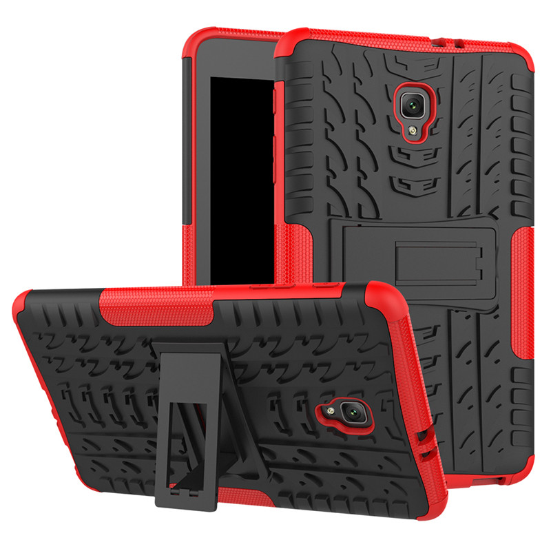 Heavy Duty 2 in1 Hybrid Anti-knock Rugged Durable Shockproof Case For Samsung Galaxy Tab A 8.0 T380 T385 case+film+pen: red