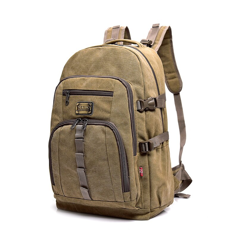 Freizeit Leinwand Reise Rucksack Große Kapazität Männer Ich bin Freien Bergsteigen Tasche Männlichen Rucksack Gepäck Schule Tasche: Kakifarbig