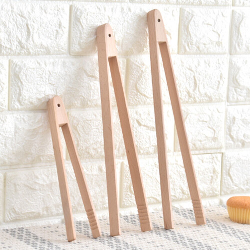 2 pc bamboe kooktangen voor in de keuken, barbecue-gereedschap, salade, spek, biefstuk, brood, cake, houten clip, keukengereedschap voor thuis