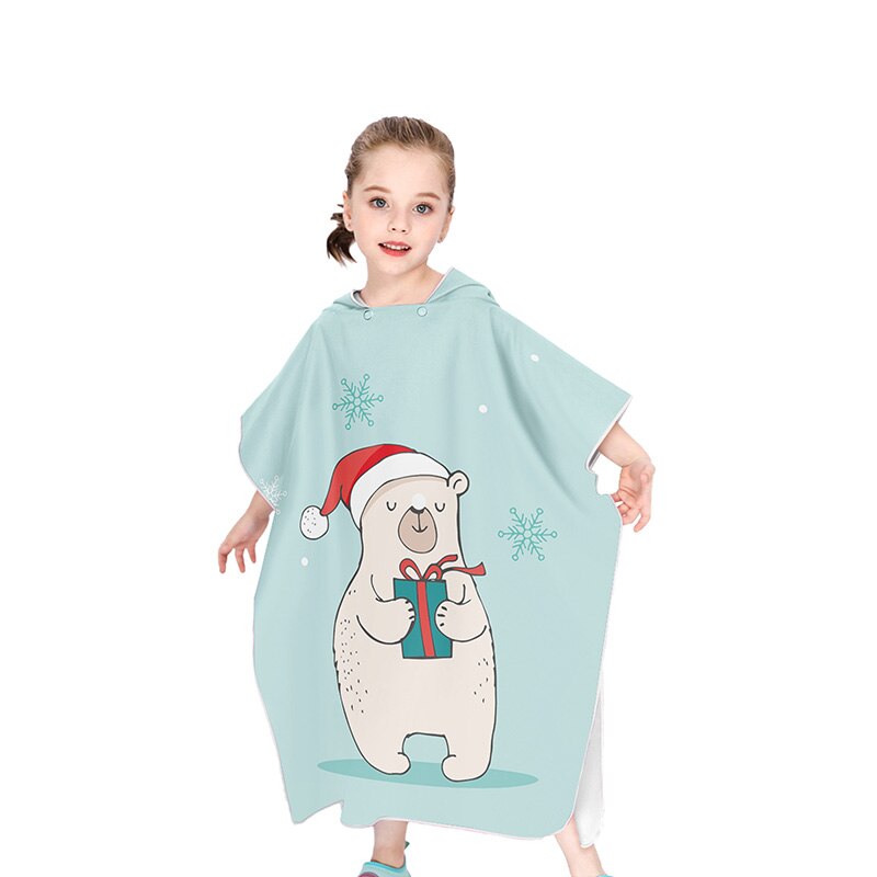 Niños microfibra Albornoz para la playa cambiar bata Poncho con capucha de Surf Poncho compacto rápido seca toallas con capucha: 12F