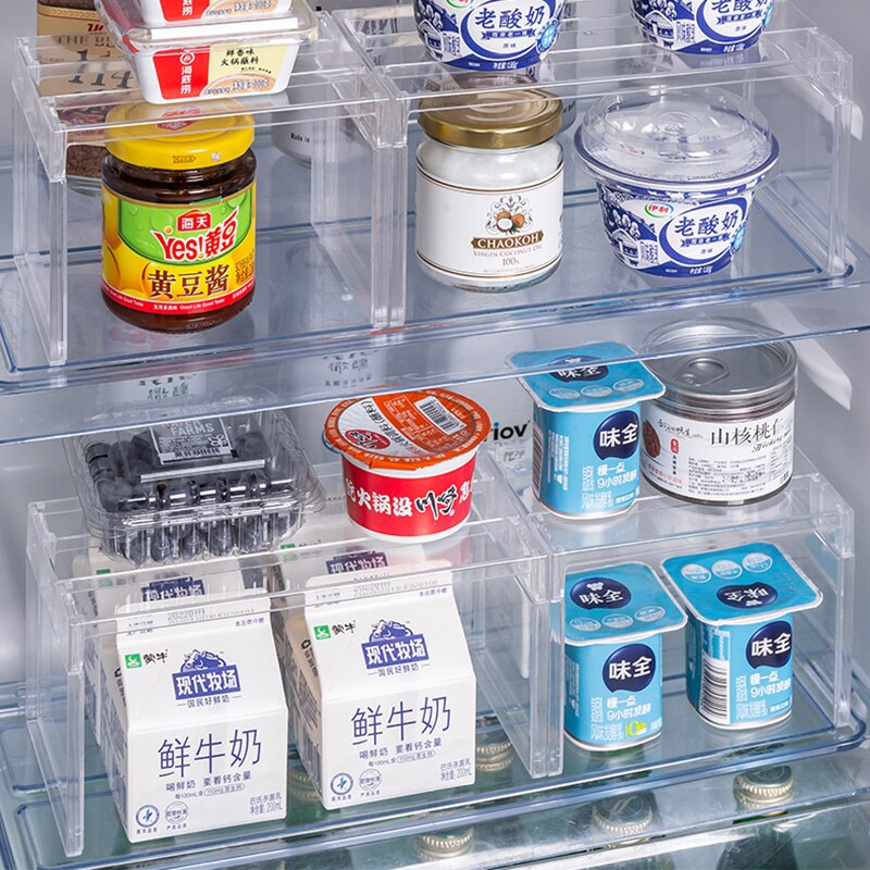 1pcs Fridge Organizer Fridge Rack Kitchen Racks Kitchen Items Stackable Shelf Layered Shelf Tray Storage Rack Space Saver