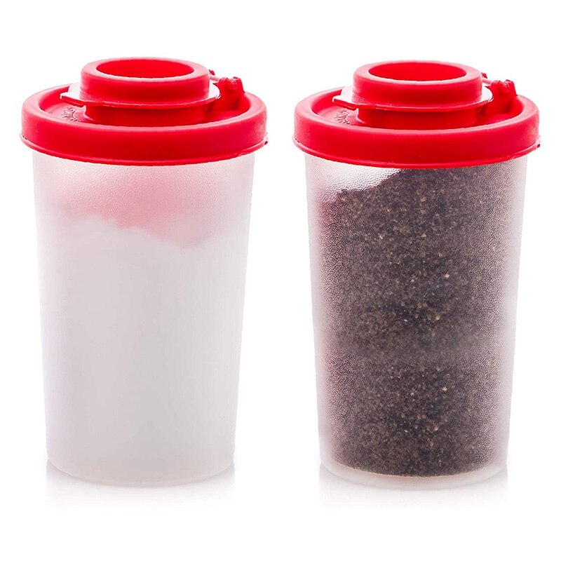 ! Salt And Pepper Shakers Moisture Proof ,Salt Shaker With Red Covers Lids Plastic Airtight Spice Jar Dispenser: Burgundy