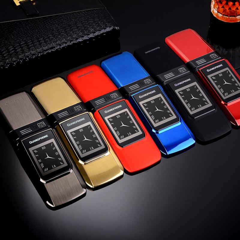 2G GMS Slim Flip Dual Screen Cheap Senior Touch Mobile Phone SOS Speed Dial Dual Sim Russian Key Cell Phone For Elder P047