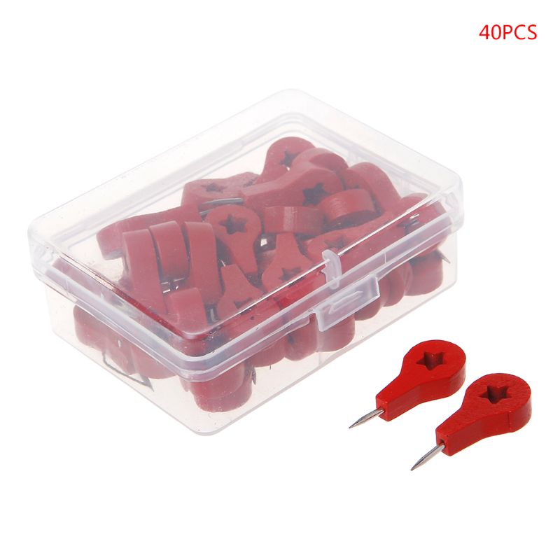 40 Uds marcadores de mapa de madera de dibujo de pared de fotos pernos de corcho de tablero de pines chinchetas herramienta de pintura