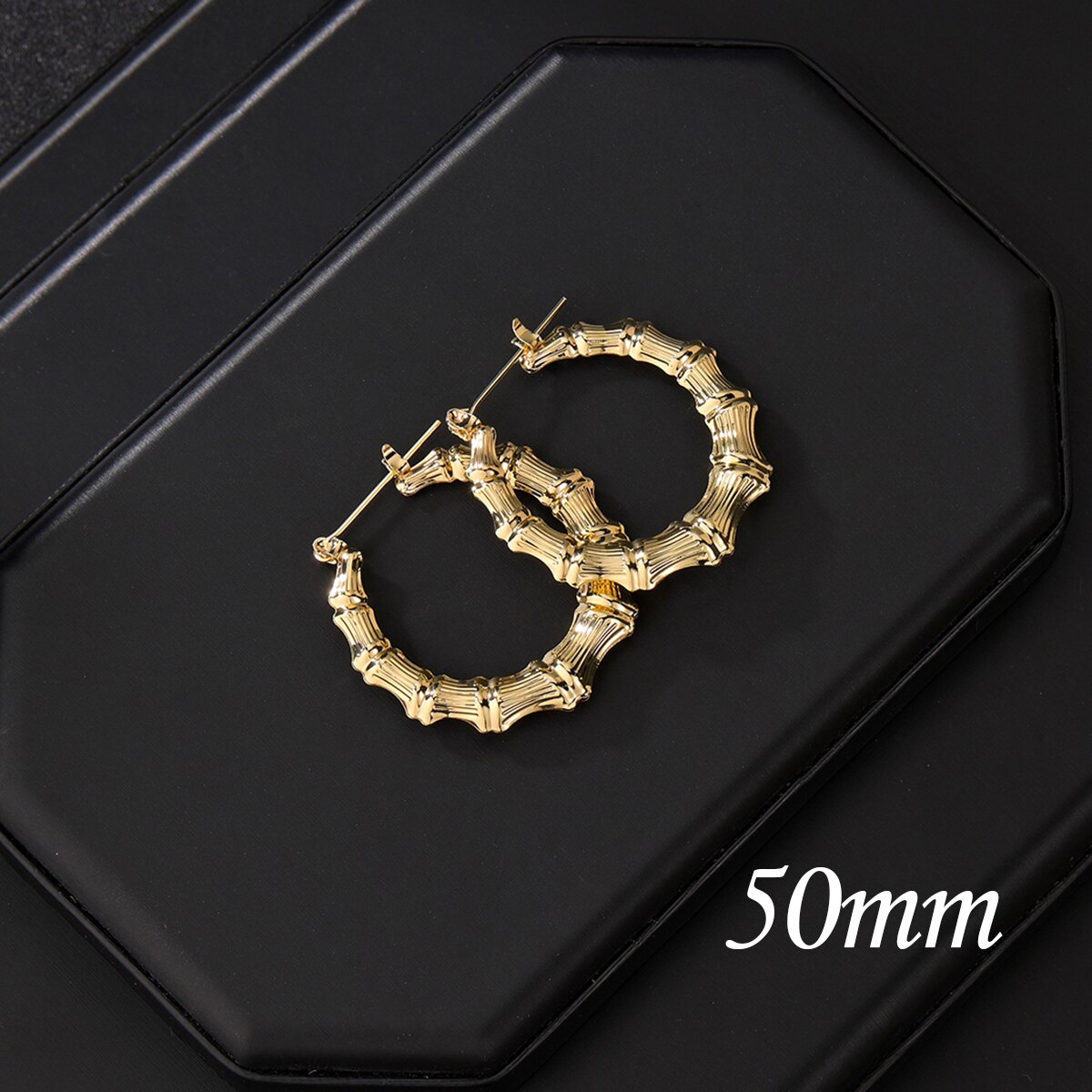 Uzone Punk Grote Holle Ronde Hoop Earring Gold Kleur Lichtmetalen Metalen Liefde Bamboe Oorbellen Hiphop Sieraden Voor Vrouwen Verjaardag: 50mm