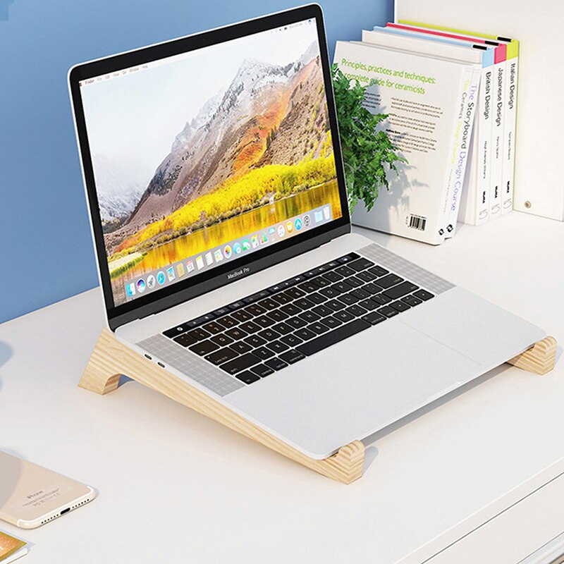Bamboo laptop stand for macbook pro, notebook holder, wooden tablet stand, mount for r 12-17- inch notebooks