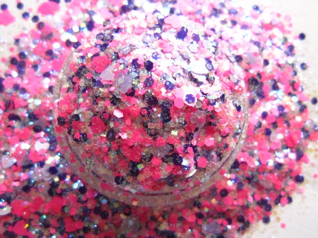 G468-Rosa Neon- verhexen Herz funkeln mischen Pailletten Nagel Kunst Zubehör Schönheit Nagel Kunst Dekoration
