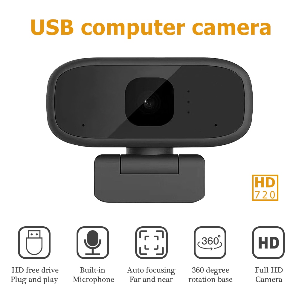 Cámara Web inteligente inalámbrica, Webcam de 720P con micrófono incorporado, WiFi, USB, para ordenadores de escritorio, PC, juegos, Cam para Windows y Android