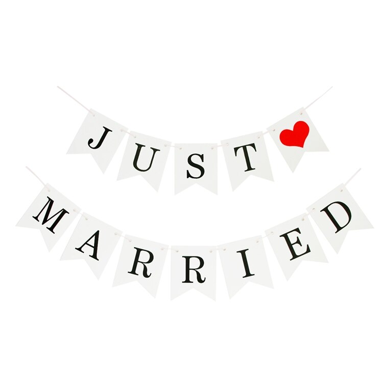 LAPHIL Wedding Decoration White Just Married Banner Mr Mrs Wedding Bunting Garland Photobooth Props Wedding Event Party Supplies: White