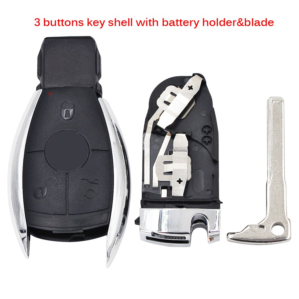 3/4 Button Smart Key Shell for Mercedes Benz W211 A C E G S R SL ML GML CL GL CLS CLA CLK SLK GLK with Battery Holder Small Key: 3B shell holder key