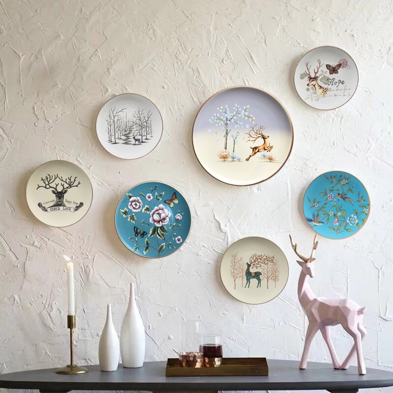 Creatieve Woonkamer Opknoping Plaat, Lucky Elanden Keramische Opknoping Plaat, Muur Decoratie Drie-Dimensionale Hanger Handwerk Plaat