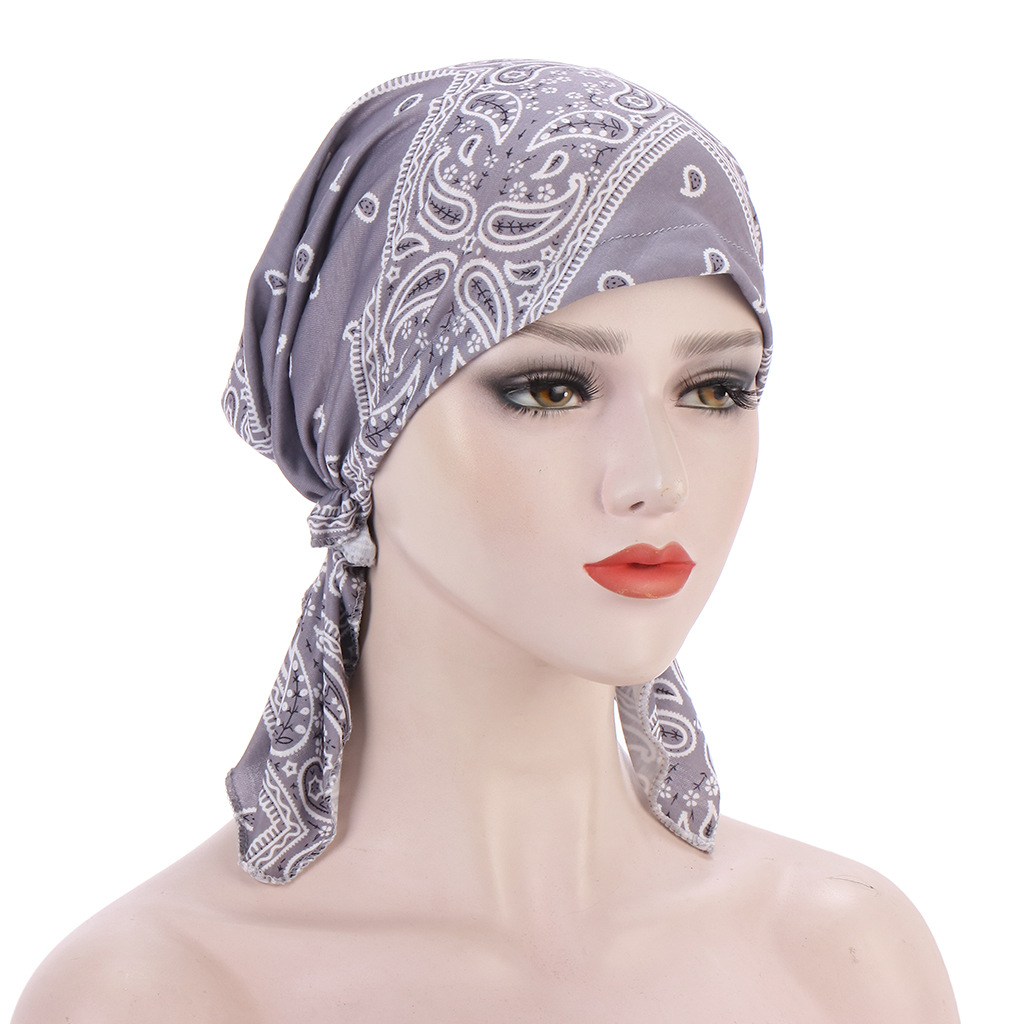 Turban imprimé à fleurs pour femmes, chapeau souple et élastique, foulard musulman, casquette, turban, nouvelle: 3