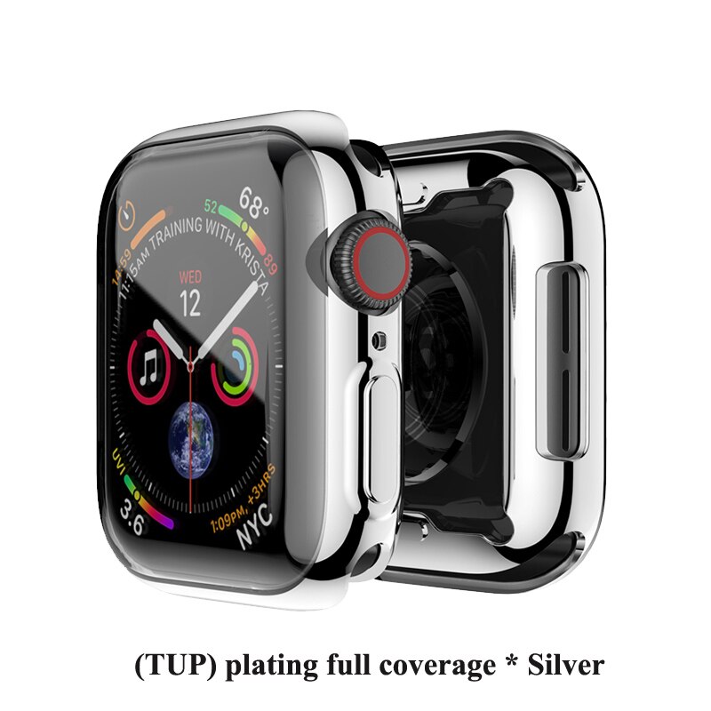 Kotelo apple watch -sarjalle 5/4/3/2/1 näytönsuoja 38mm 40mm 42mm 44mm yleissuojakotelo tpu kirkas ultraohut kansi: Hopea / 40mm
