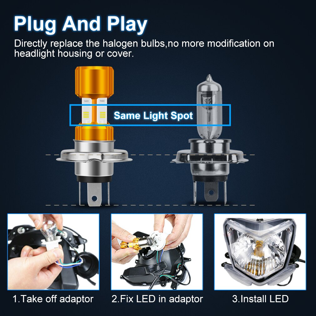 4 seiten CSP H6 BA20D H4 LED Motorrad Scheinwerfer Lampen 12V LED Scheinwerfer Motorrad Lampen 6000K Weiß