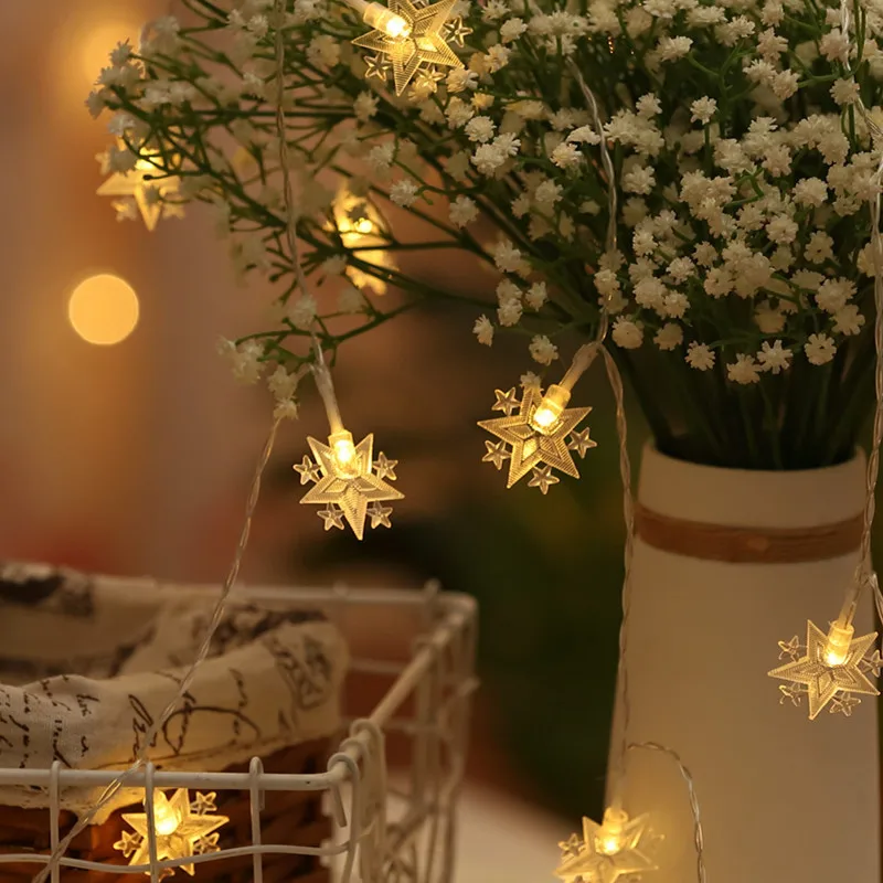 Kerst Sneeuwvlok LED Lichtslinger Garland Kerst Decoratie Feest Thuis Kerst Kerstman 2023 Gelukkig Nieuwjaar