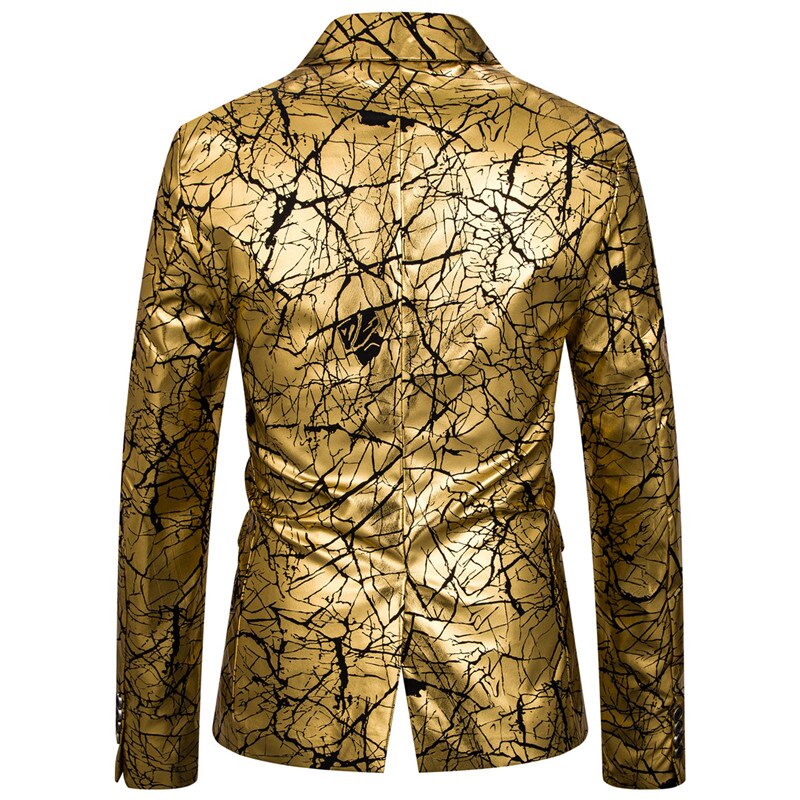 Men High-end One-grain Button-down Suit, Foil, Crackle Print Suit Blazers