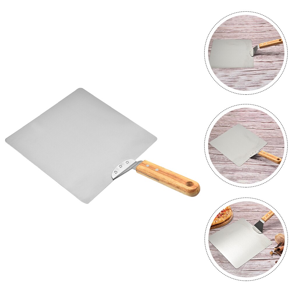 Stainless Steel Pizza Peel Wood Handle Pizza Paddle Square Shape Pizza Paddle: Default Title