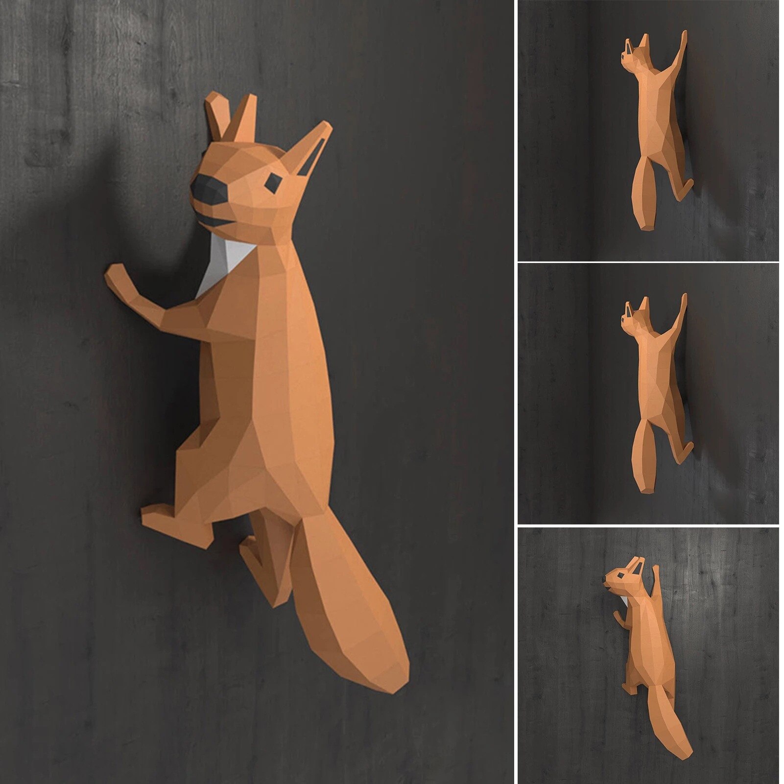Cute Traditional Animal Composition 3D Squirrel Geometric Origami Origami Squirrel Geometric DIY Handmade Home Decoration forKid