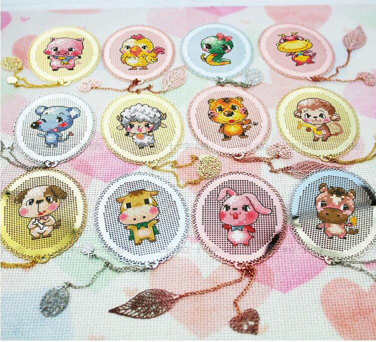 Cross stitch DMC set hand simple metal bookmark Chinese twelve zodiac