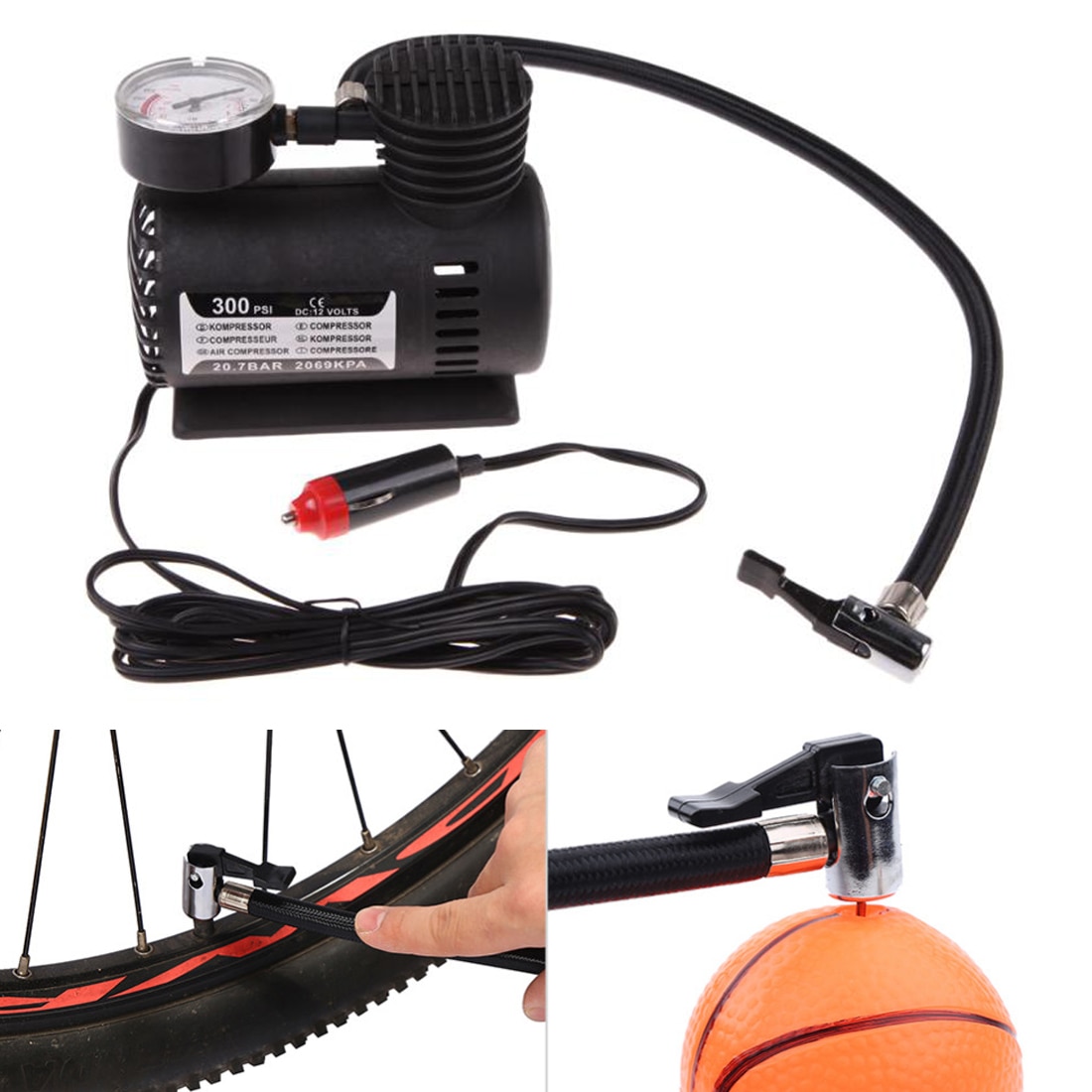 300 Psi Draagbare Digitale Tire Pomp Autoband Inflator Auto Luchtcompressor Met Manometer Voor Auto Fiets Bal Rubber dinghy