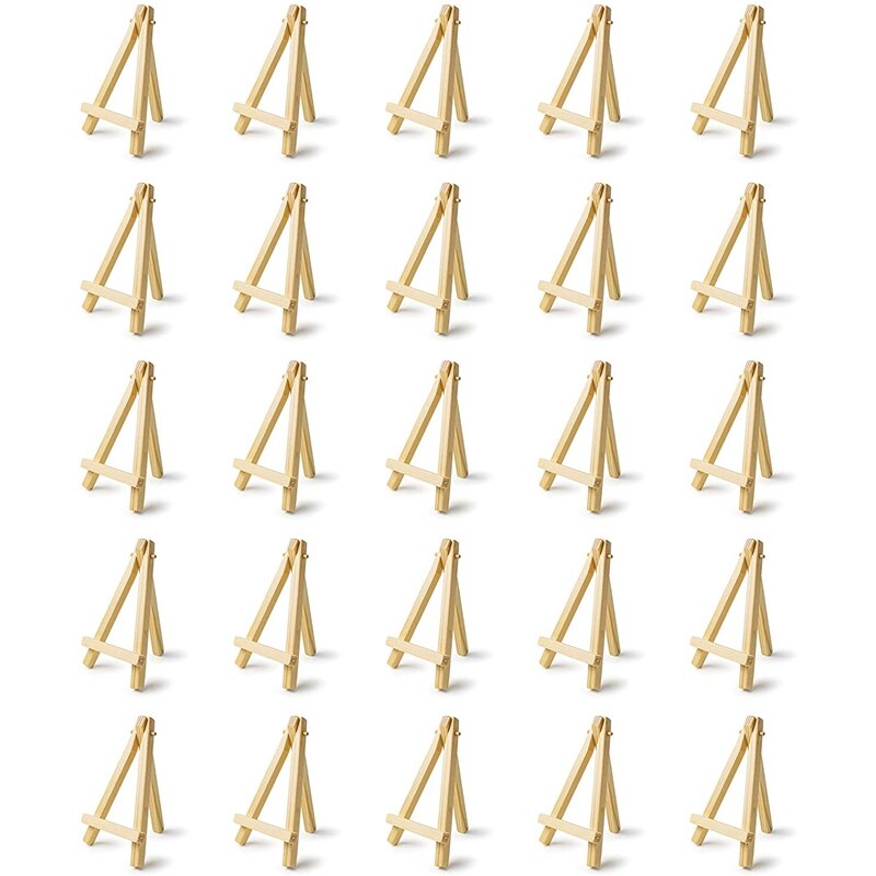 25 Pieces of Mini 5 Inch Wooden Easel. Business Cards, Display Photos, Small Canvases, Classroom DIY Arts and Crafts: Default Title