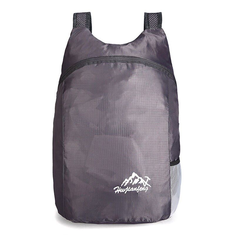 20l slitesterk nylon sammenleggbar ryggsekk unisex lett utendørs reise tursekk bærbar camping dagsekk: Grå farge