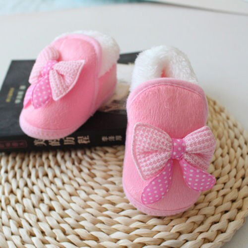 Kids Infant Cotton Winter Warm Bowknot Shoes Newborn Baby Boy Girls Infantil Fur Snow Boots Soft Sole Shoes Prewalker Booties