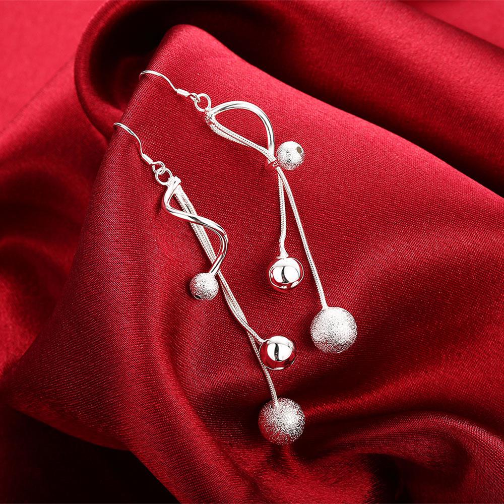 Charme 925 Sterling Silber Schmuck setzt für frauen 18 zoll Fransen perlen halskette ohrringe Party hochzeit Weihnachten